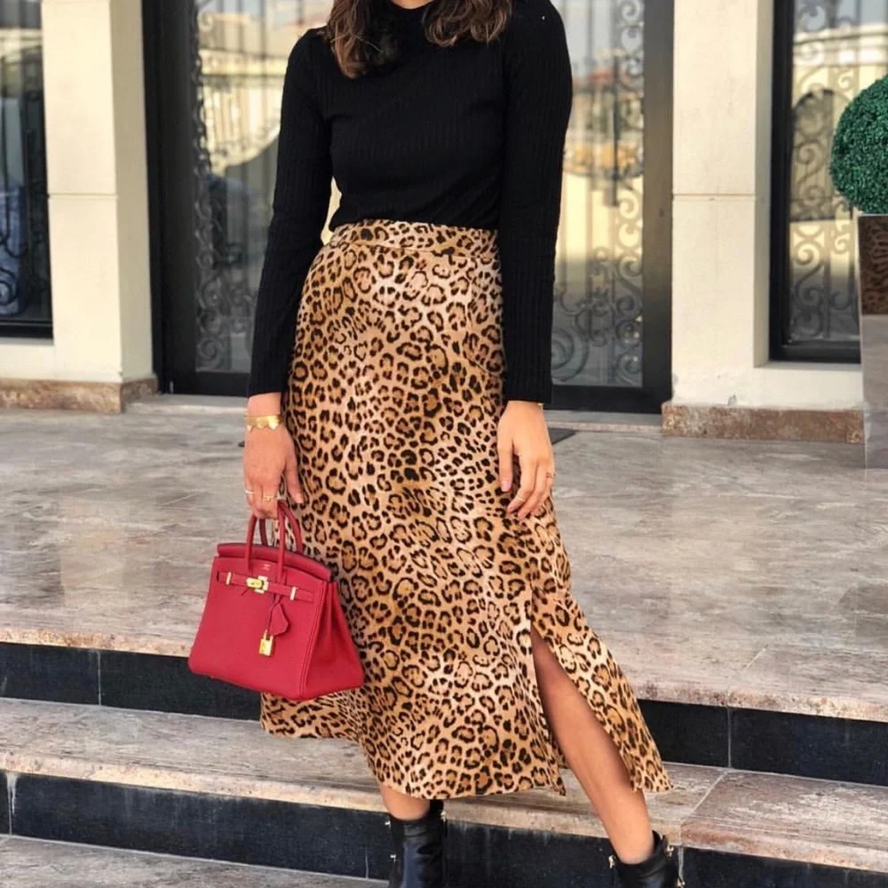 Zara Cheetah Print Skirt Maxi Skirt - Picture 5 of 8